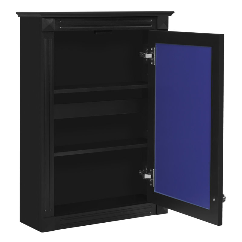 Armoire de rangement de salle de bain murale 20 "avec miroir, Noir
