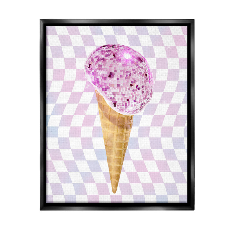 «Checkered Disco Ice Cream Floater Frame» par Ziwei Li sur toile, H 21 po x l 17 po, Cadre flottant noir de jais