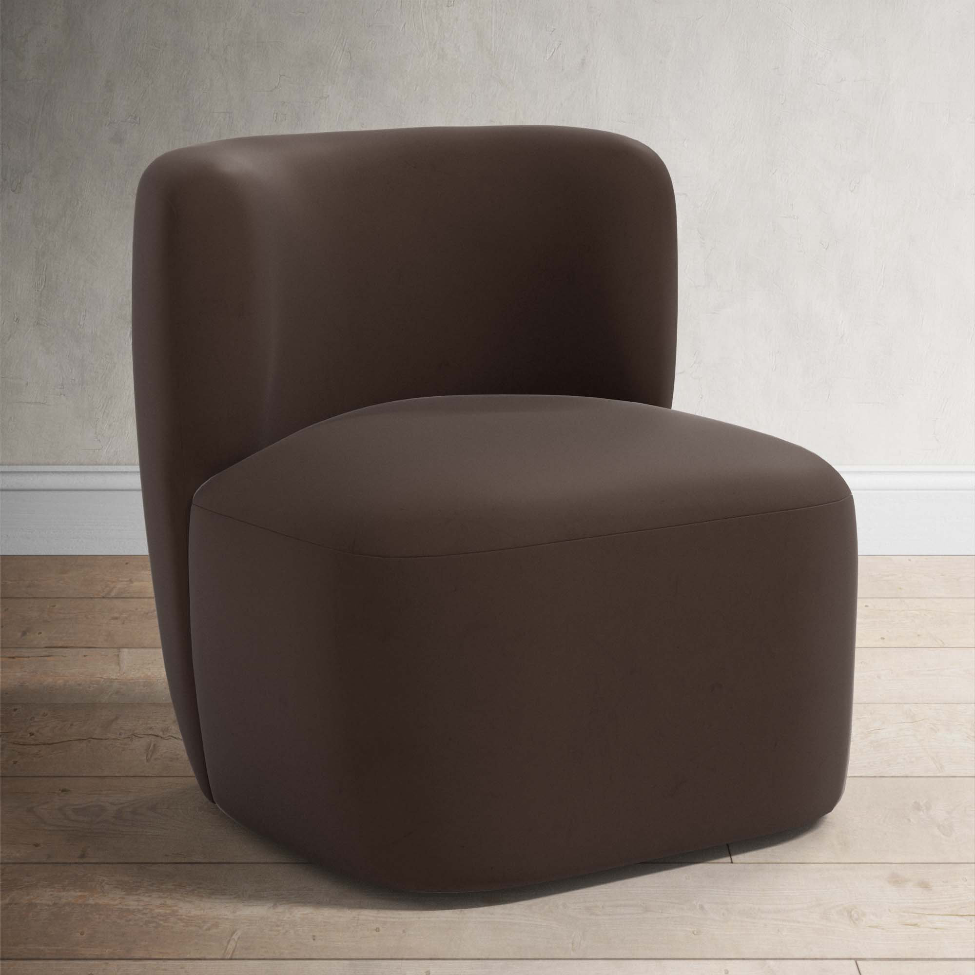 Mariza Upholstered Swivel Accent Chair, Classic Chocolate Velvet
