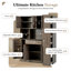 Grande armoire de rangement pour garde-manger avec armoire latérale coulissante, tablettes de porte et tiroir-131454656