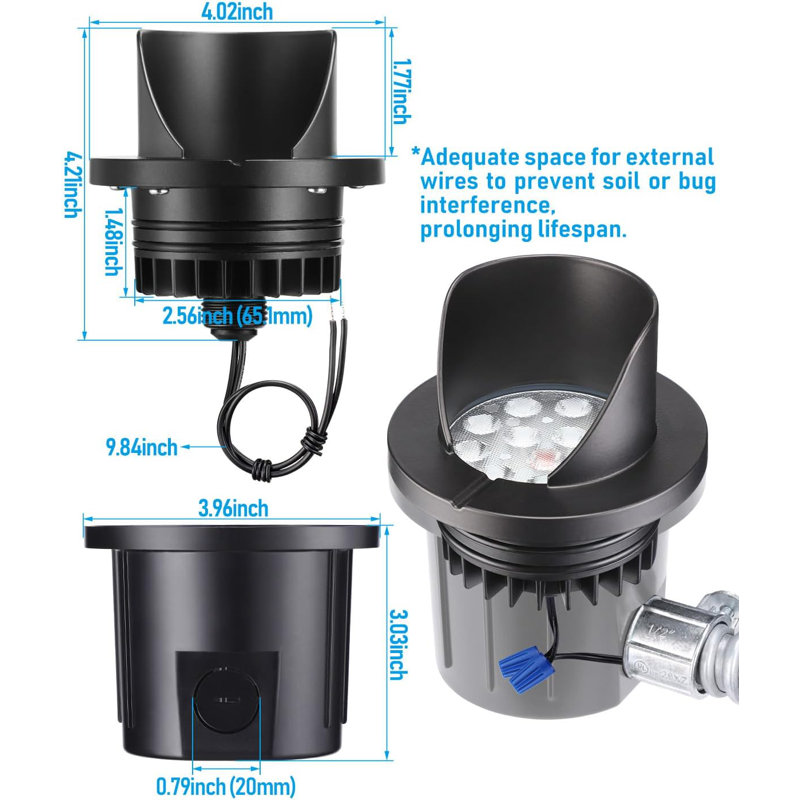  Integrated LED Aluminium Well Light, Black