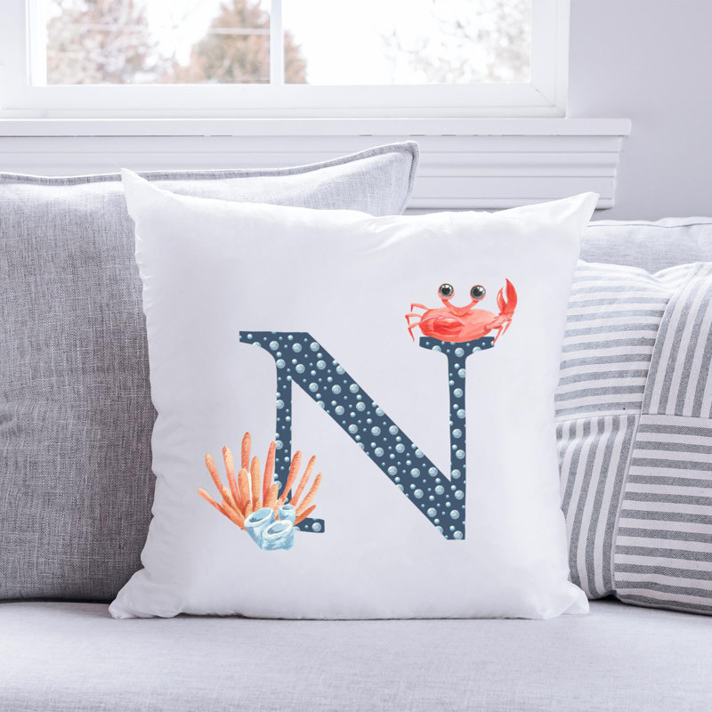 Nautical Sea Life_364 - Coussin décoratif en polyester, H 14 po x l 14 po