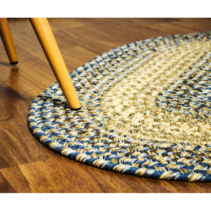 Tapis tressé bleu/beige Ameliore, Ovale 4 pi x 6 pi