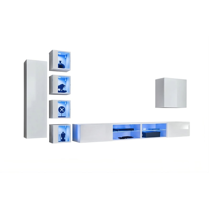 Brimine Unfinished Floating Entertainment Centre for TVs up to 60", White/White
