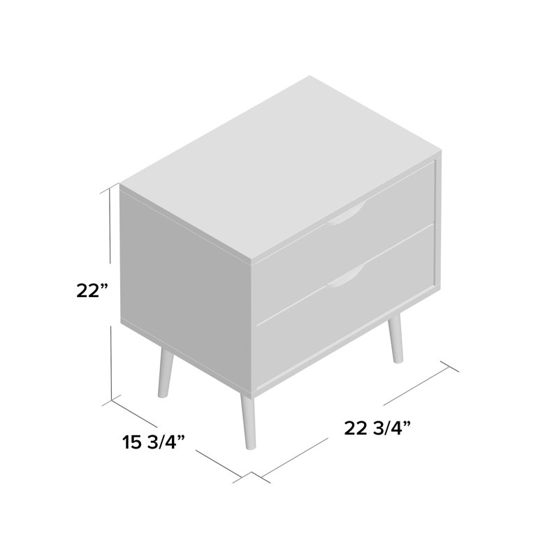 Indra 22.75'' W Nightstand | Modern 2-Drawer Design