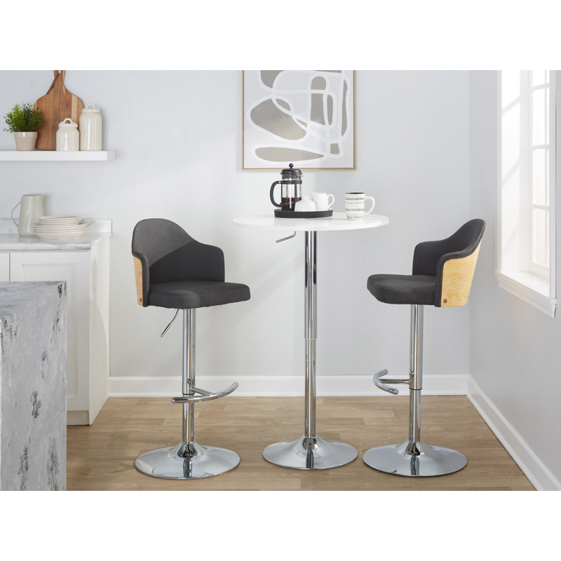 Ensemble de 2 tabourets de bar Braiens, Gris anthracite / chrome