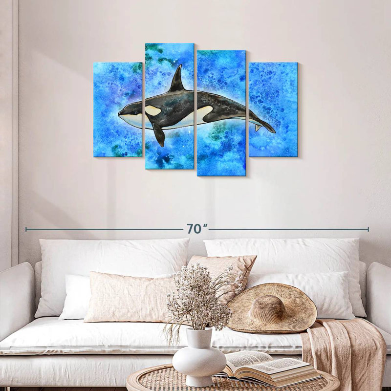 Brampt Orca On Blue, 27" H x 43" W