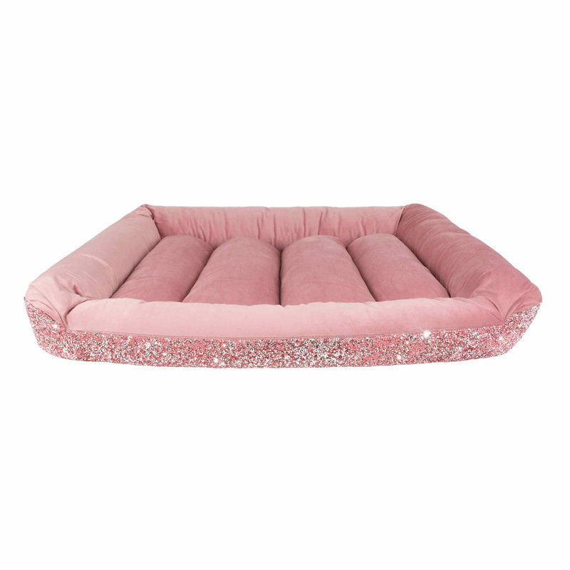 Lit pour animal de compagnie rose avec strass Sparkles Home | Velours intérieur | Grandes tailles, Grand (41 à 70 lb), Rose