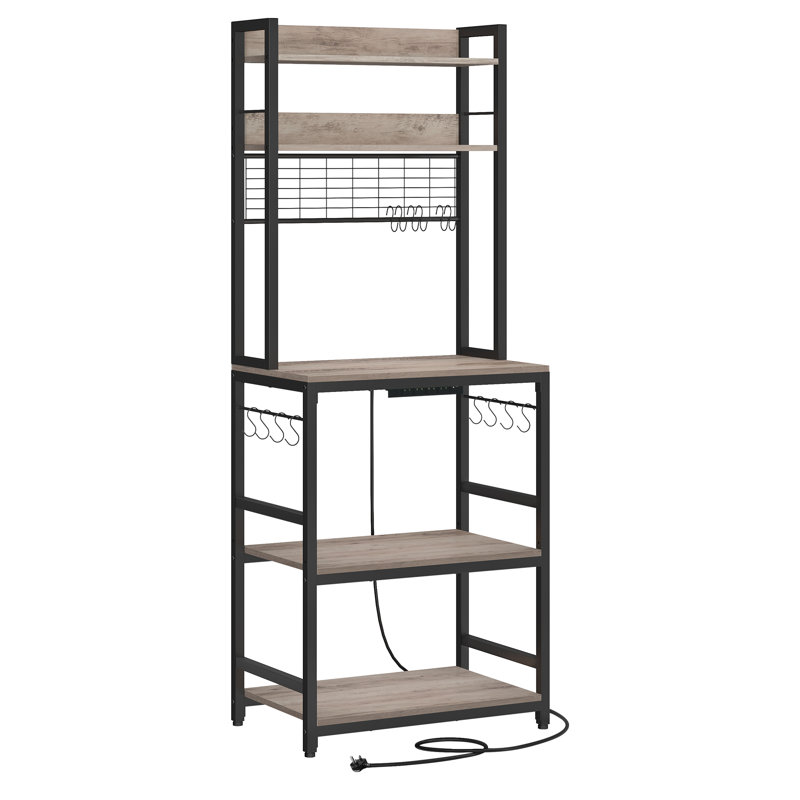 Akeelah 24" Metal Baker's Rack, Greige/Ink Black