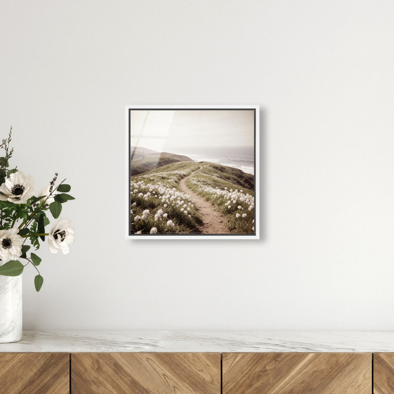 Blooming Path Print by Oliver Gal, 13" H x 13" W, White Floater Frame
