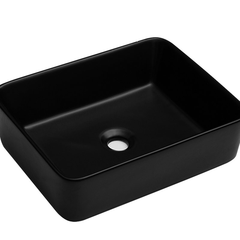 Rectangular Ceramic Vessel Bathroom Sink 19"x15"x5.5" - Black Widely Applied Utilized