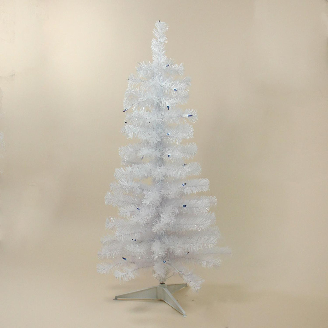 3' Pre-Lit White Pine Slim Artificial Christmas Tree - Blue Lights Northlight Seasonal