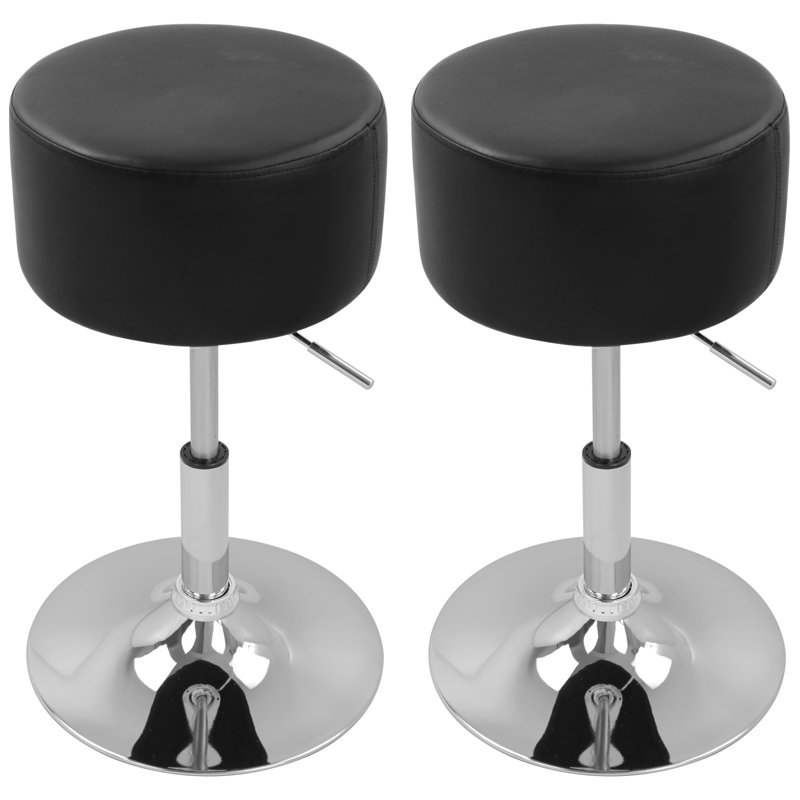 Figen Swivel Upholstered Counter Stool with Metal Frame, Black