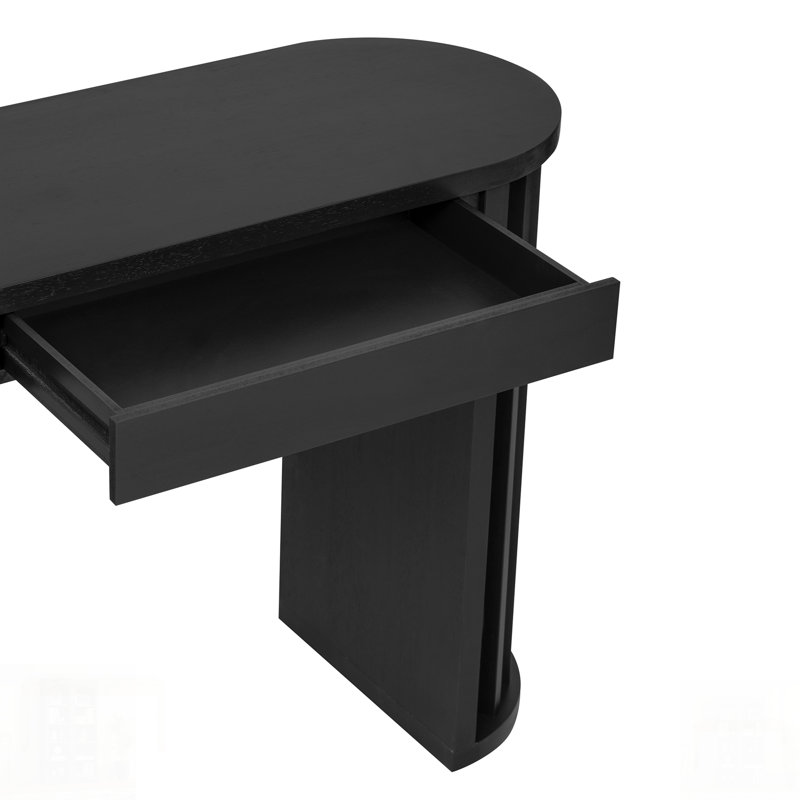 Console ovale avec pieds et tiroirs courbés, Noir