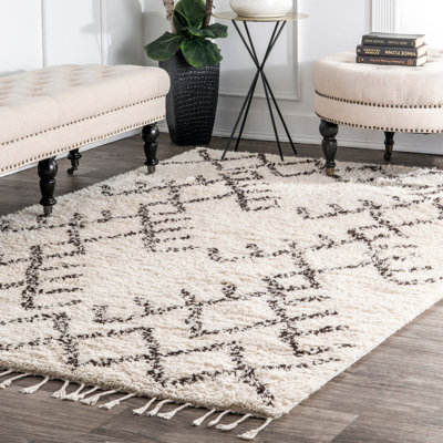 Tapis crème en laine noué à la main Nathen