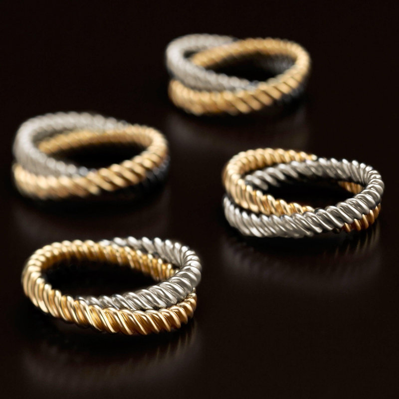Deco Twist Napkin Jewels, Gold/Platinum