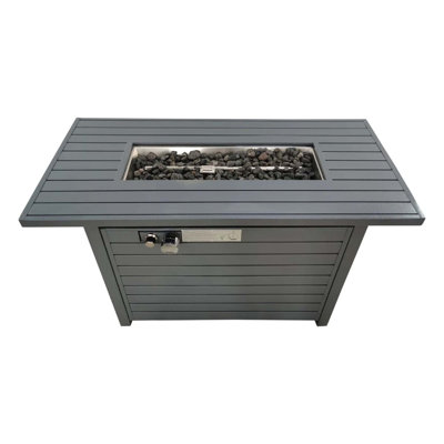 Table de foyer d'extérieur en acier au propane avec couvercle