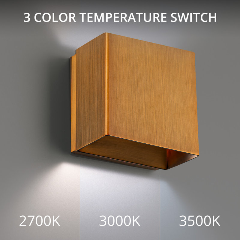 1 - Light LED Flush Mounted Sconce, Aged Brass, 3500K