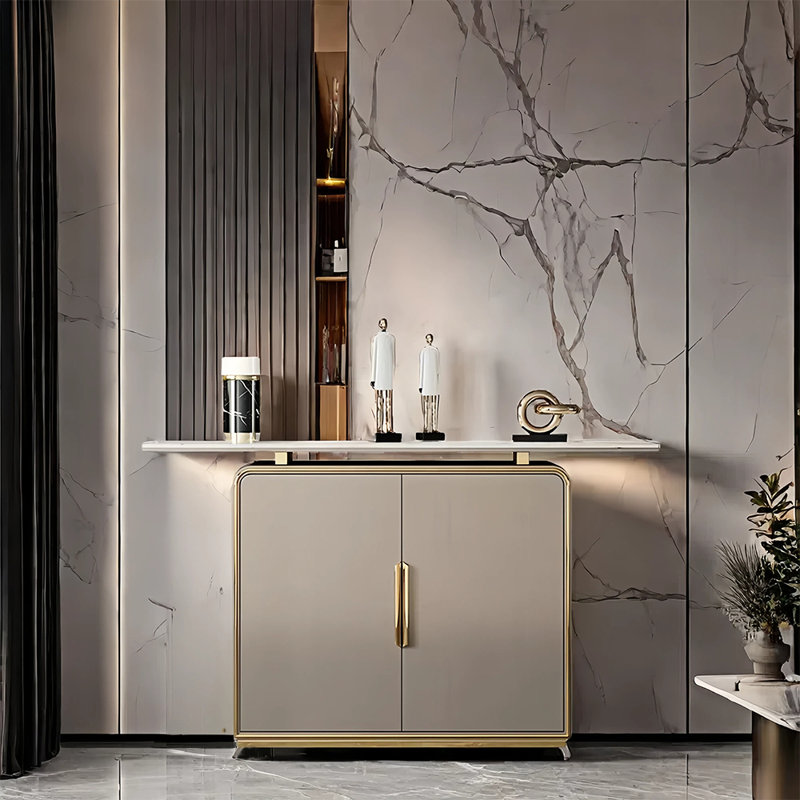 Armoire d'entrée italienne, Or champagne, H 35,4 po x l 59,1 po x P 13,8 po