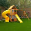 Portique en bois Castlewood, glissoire jaune-122659967