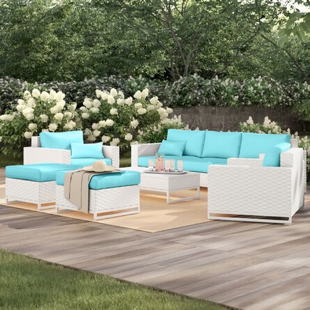 Azyon 6 Piece Rattan Sofa Seating Group with Cushions