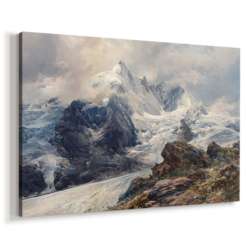 Paysage de montagne avec un glacier - Edward Theodore Compton - Toile tendue avec châssis-c. Fin du 19e siècle / début du 20e siècle