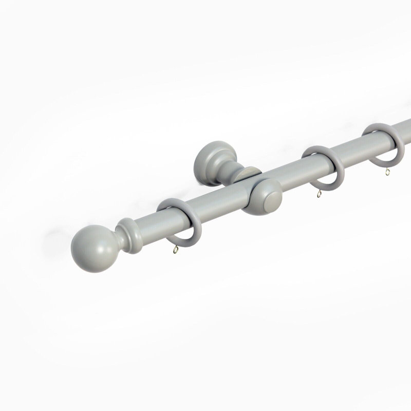 Norgren 28 mm Fixed Length Multi Finials Wooden Curtain Poles, 120cm H x 2cm W x 2cm D, Truffle Ball