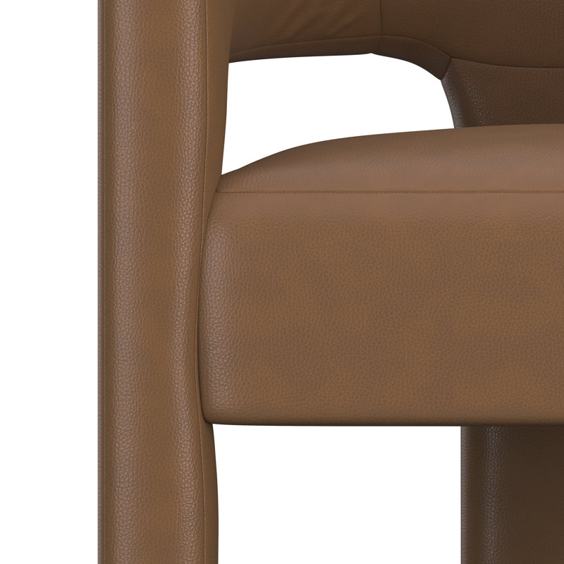 Tabouret rembourré à hauteur de comptoir, Cuir brun