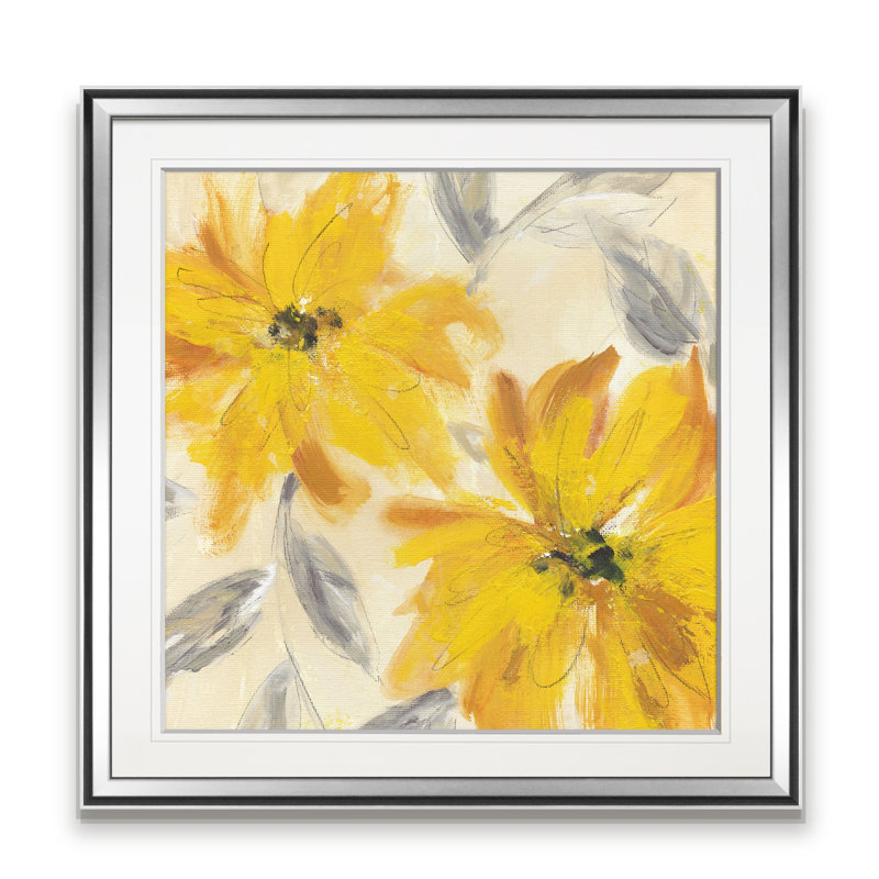 " Floral Joy ", 28" H x 28" W, Framed Print, Silver