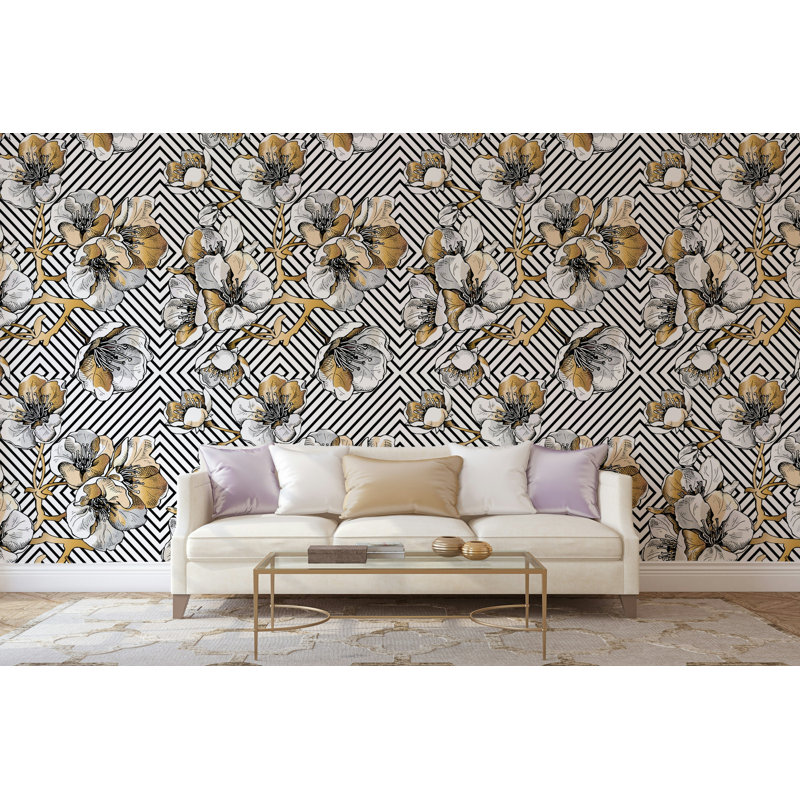 Papier peint amovible géométrique Futuristic Flowers, L 49 po x l 75 po