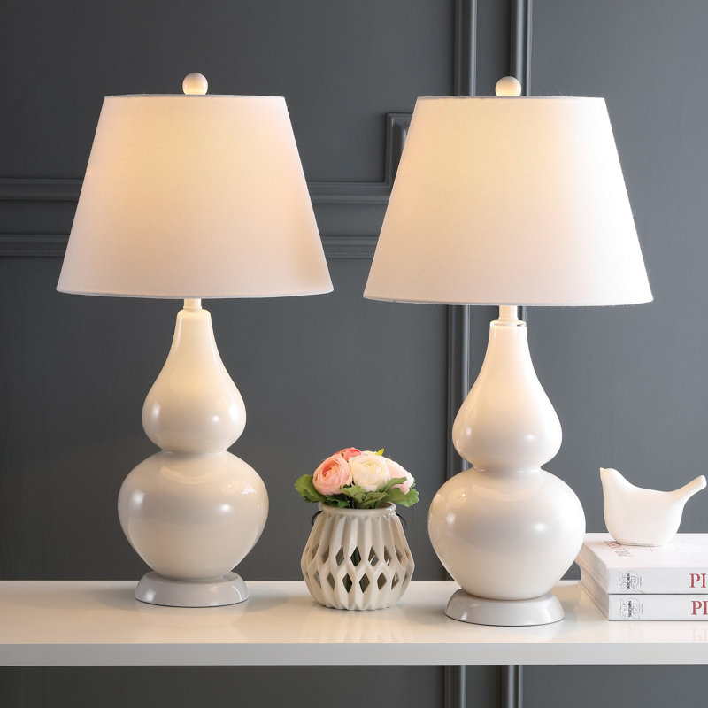 Moriarty Ceramic Table Lamp, Pearl Grey