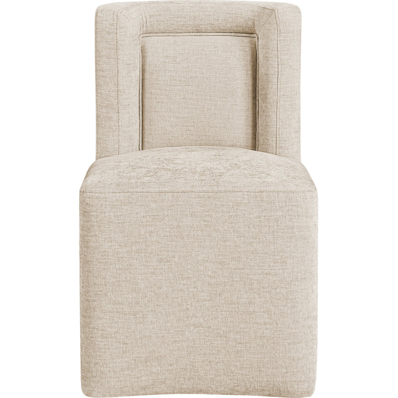 Chaise rembourrée Duvina, Tissu chenille beige