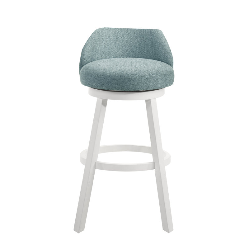 Ensemble de 4 tabourets de bar Erika, Siège bleu clair / structure blanche, 4