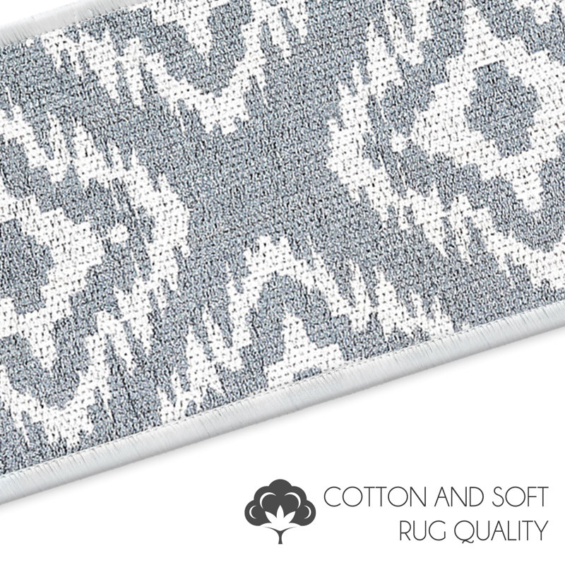 Tapis d'escalier intérieur antidérapant 9 po x 28 po Tetra - 70% coton, gris
