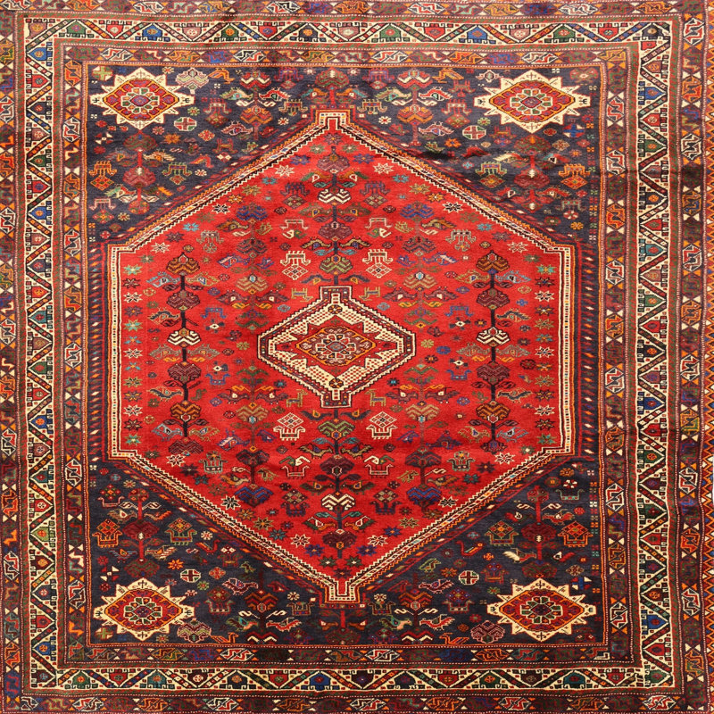 Tapis traditionnel rouge / mauve Litisha, Rond 6 pi