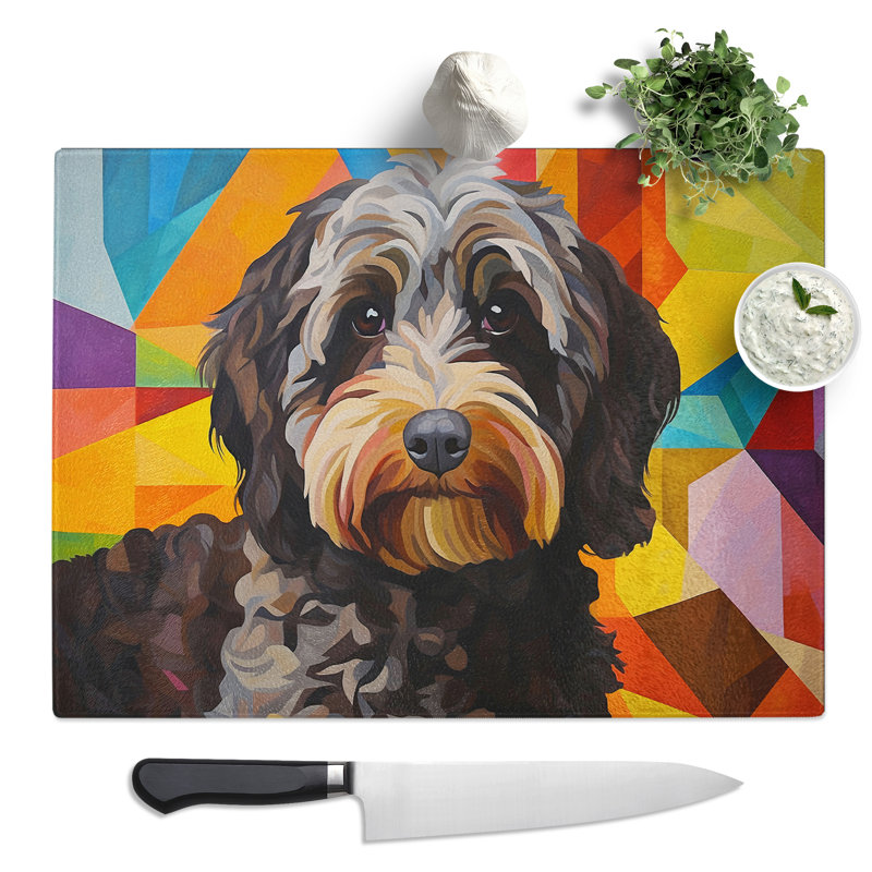 Cockapoo Geometric  Glass Chopping Board
