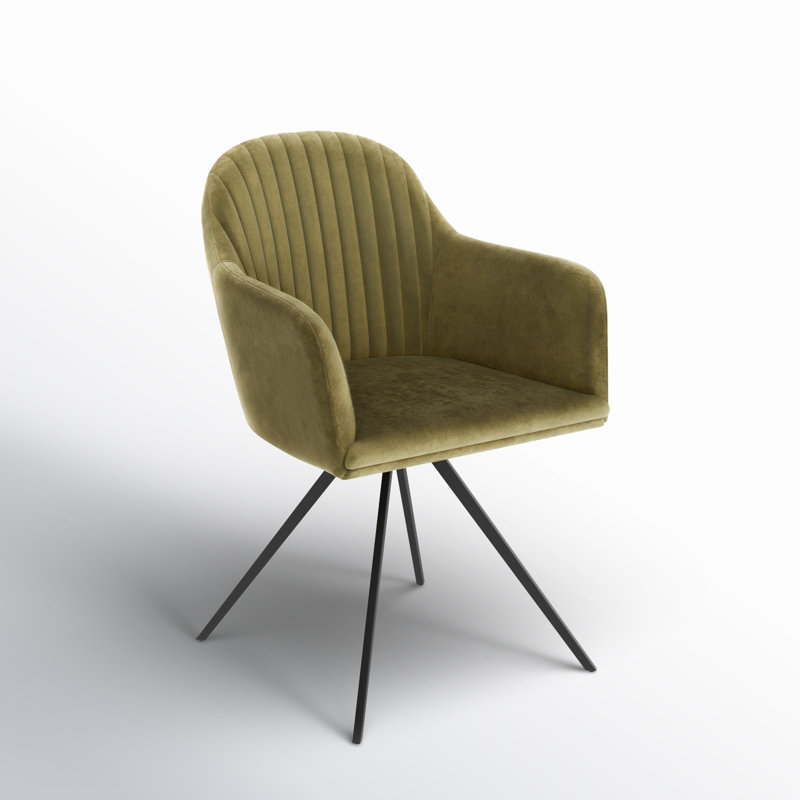 Chaise rembourrée en velours Skywalk, Velours vert olive
