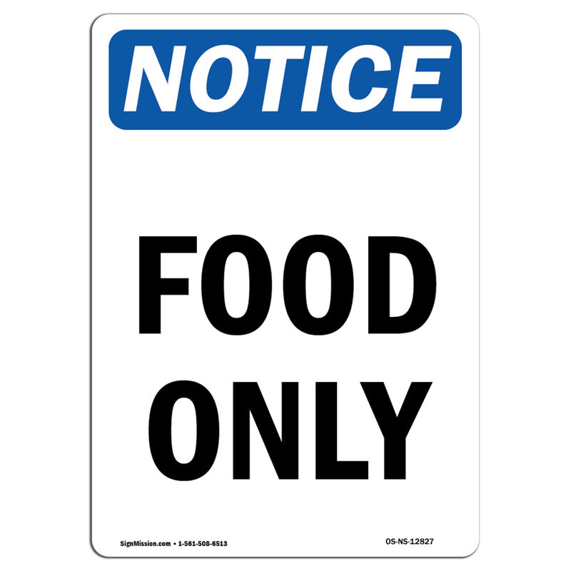 Food Only Aluminum Sign 12 x 18