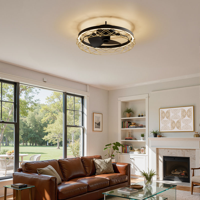Ventilateur de plafond encastré à DEL 20 po avec lumière DEL et télécommande