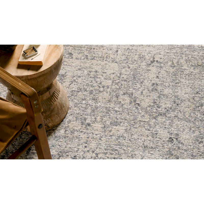 Stone and Mist Round Wool and Synthetic Area Rug