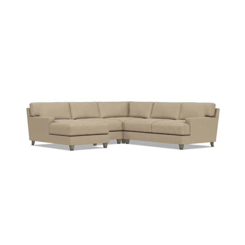 Bernhardt Mila 4-Piece Fabric Sectional, Tan Polyester, Left Hand Facing, 33.5" H x 107" W x 107" D