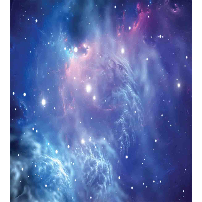 Queen Purple Navy Microfiber Outer Space Duvet Cover Set