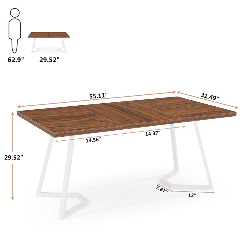 Unfinished Metal Base Dining Table, Brown, White