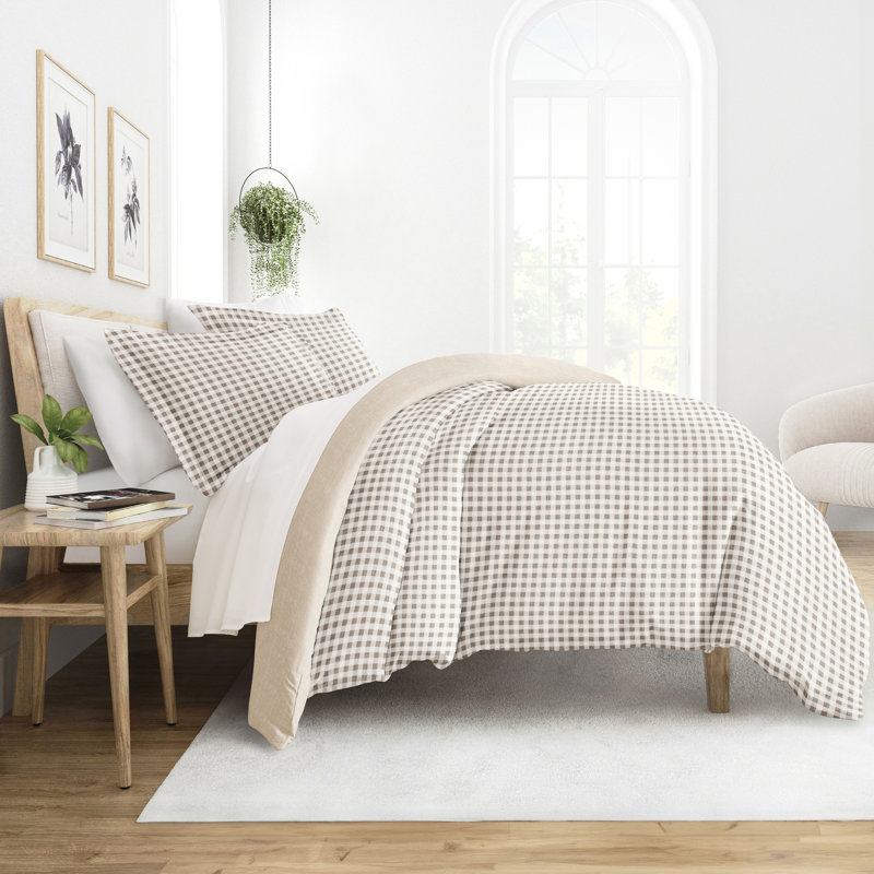 Natural Gingham Twin/Twin XL Polyester Duvet Cover Set