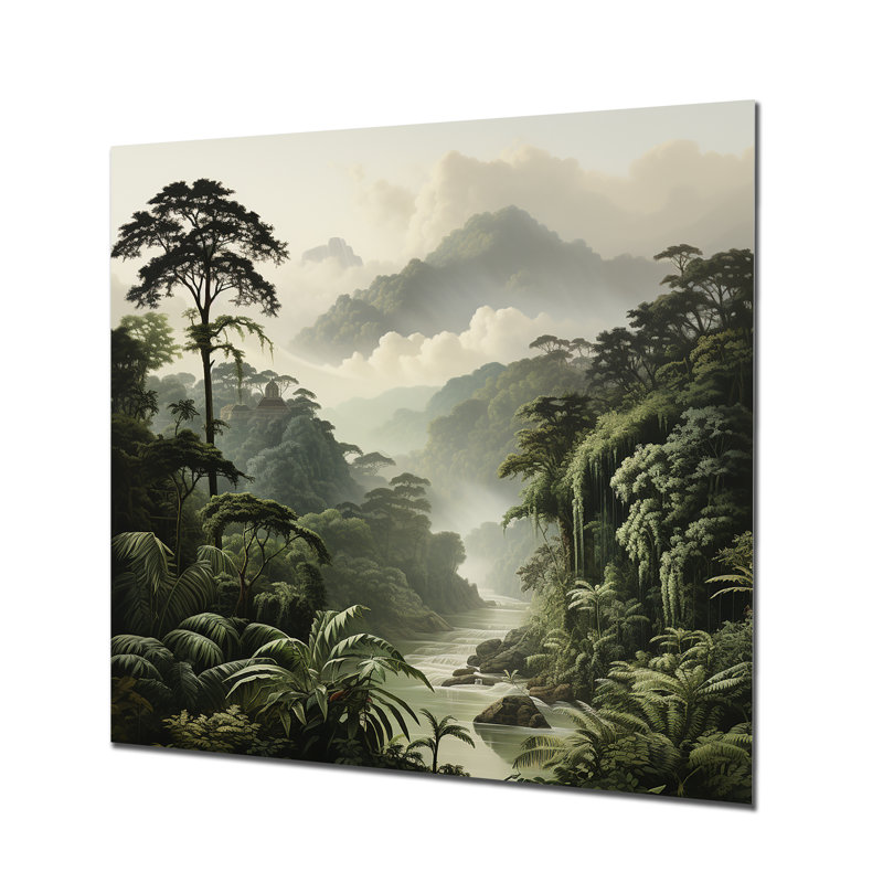 «Vintage Jungle Whispers 1», art mural en métal Jungle, H 29 po x l 29 po