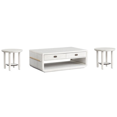 Regulski Rectangular Cocktail Table With 2 Round End Table