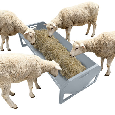 Mangeoire pour animaux 22 gallons en acier galvanisé - Auge à foin de qualité supérieure avec revêtement antirouille, base en forme de V anti-basculement, peut contenir des chevaux, des bovins, des moutons, des chèvres et des cochons