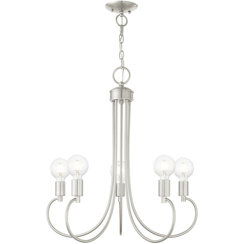 Hitterdal 7 - Light Steel Dimmable Classic / Traditional Chandelier, Brushed Nickel, 7 Lights