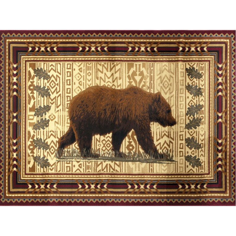 Multi Lodge Area Rug, Rectangle 7'10" x 10'3", Red