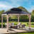 13 Ft. W x 11 Ft. D Cedar Wood Patio Gazebo with Double Metal Roof Hardtop Gazebo